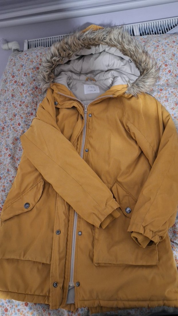 ZARA 11 12 YAŞ hardal rengi Kaban - Görsel 4