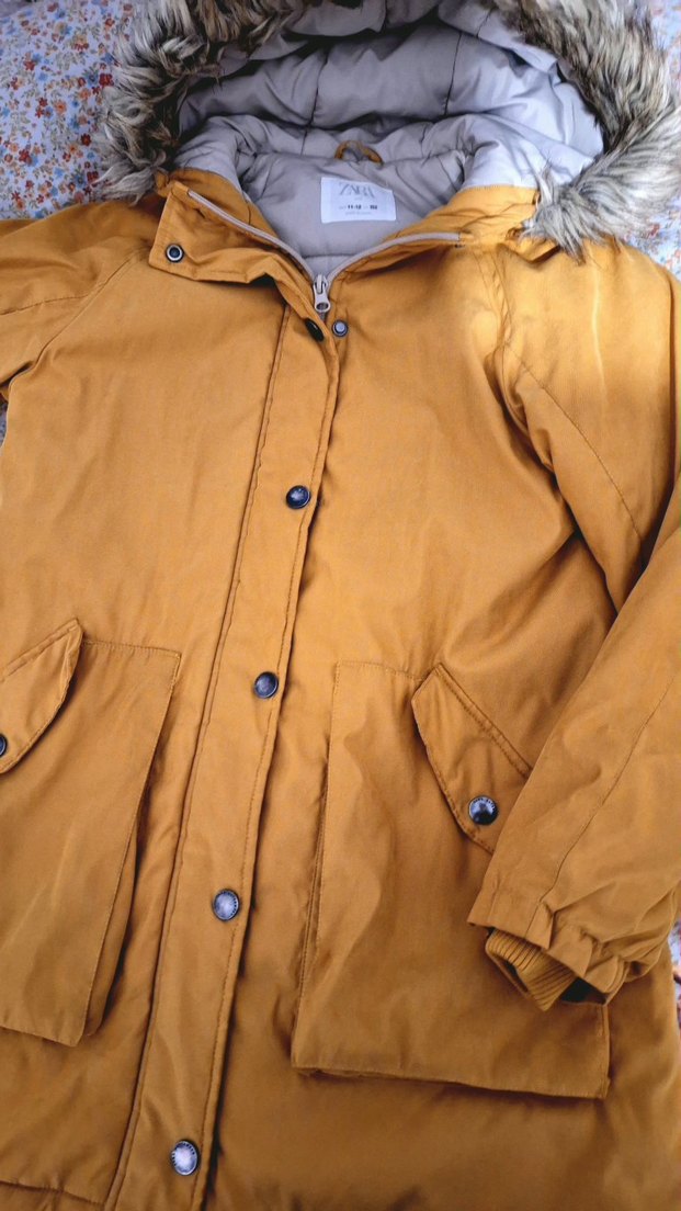 ZARA 11 12 YAŞ hardal rengi Kaban - Görsel 3