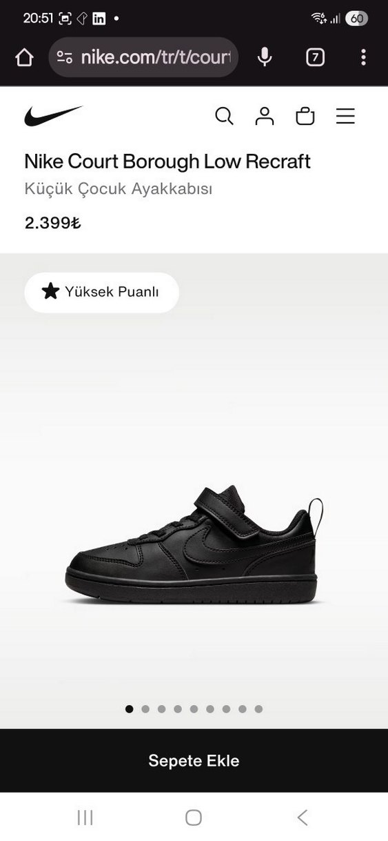 NIKE 28 NO Erkek Çocuk Siyah Cırtlı Günlük Spor Ayakkabı - Görsel 4