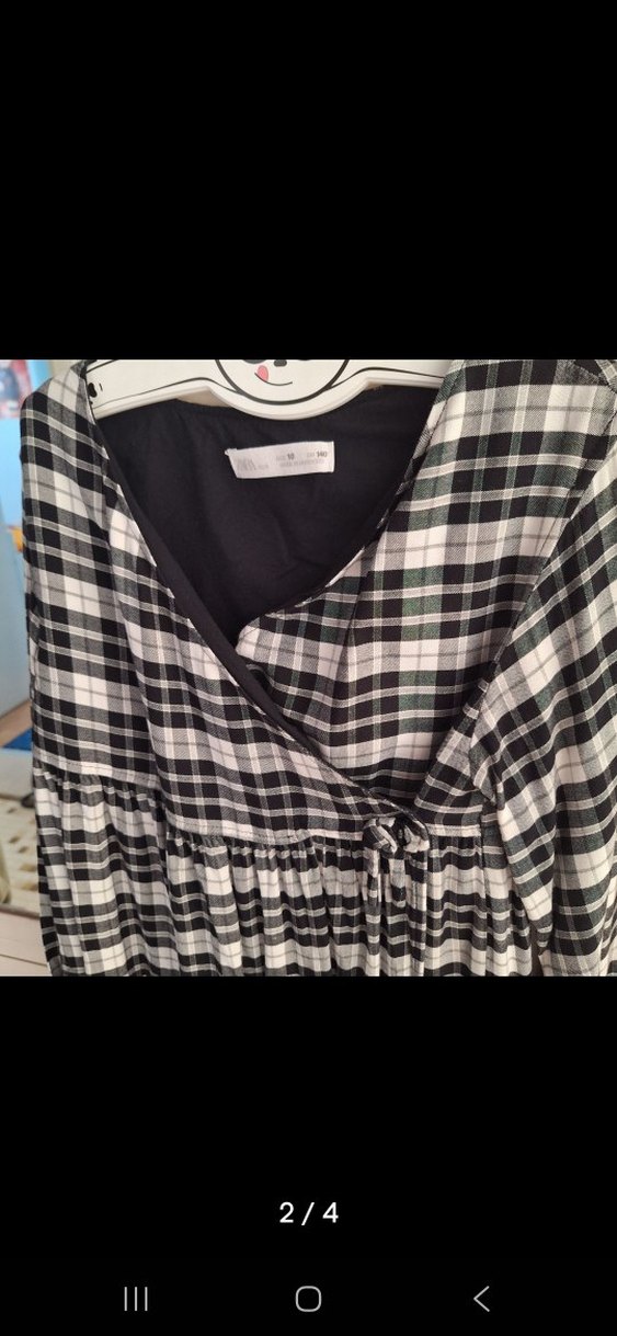 ZARA 10 YAŞ Ekose Elbise Pilili Midi Boy - Görsel 2