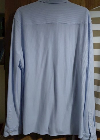 Mavi Pamuklu Uzun Kollu Erkek Gömlek - Görsel 2