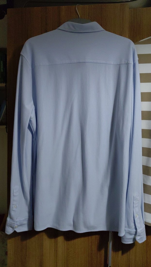 Mavi Pamuklu Uzun Kollu Erkek Gömlek - Görsel 2