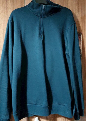 Mavi Yarım Fermuarlı Yüksek Yakalı Erkek Polar - Görsel 2