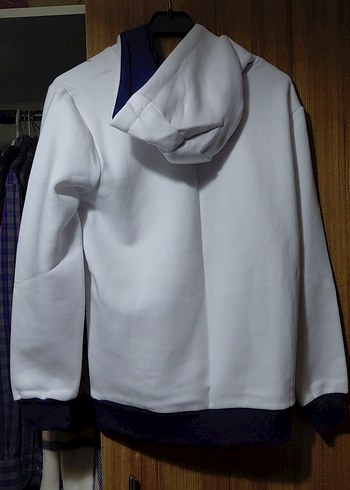 Beyaz Baskılı Fermuarlı Erkek Sweatshirt - Görsel 2