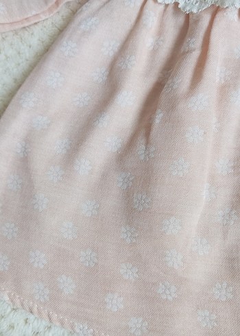 Pudra şeftali & ekru Vintage Nakışlı Kız Elbise - Görsel 4