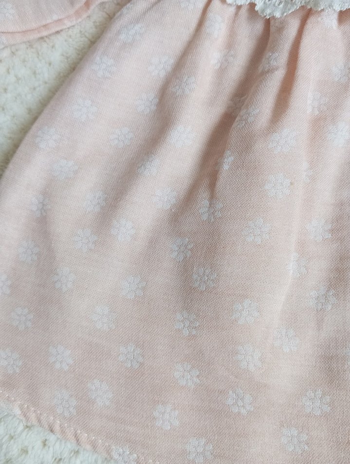 Pudra şeftali & ekru Vintage Nakışlı Kız Elbise - Görsel 4