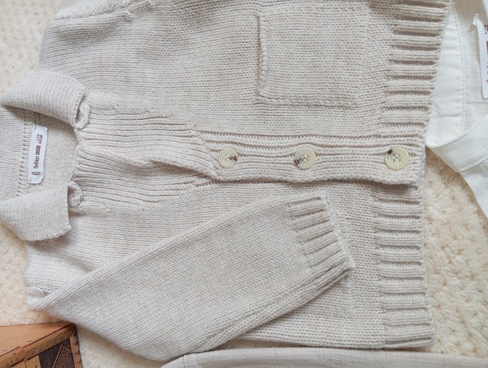 Bej Erkek Bebek Triko Ceketli Takım - Görsel 3