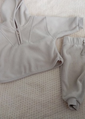 Kız Çocuk Bej Peluş Sweatshirt Kapüşonlu - Görsel 4