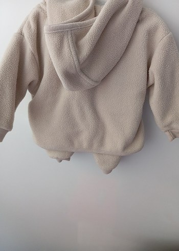 Kız Çocuk Bej Peluş Sweatshirt Kapüşonlu - Görsel 2