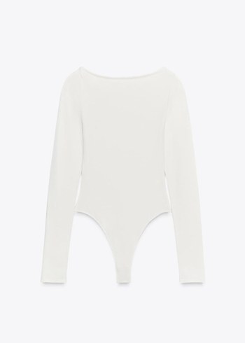 Kadın Ekru Asimetrik Yaka Uzun Kollu Bluz - Görsel 3