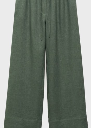 Kadın Koyu Yeşil Keten Keten Pantolon - Görsel 2