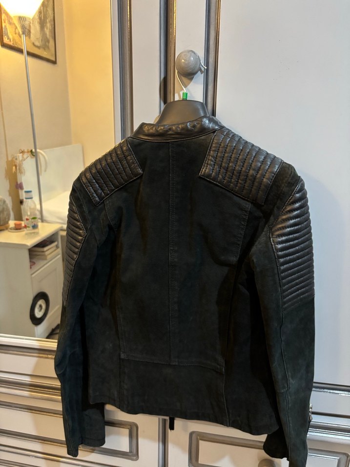 Siyah Deri Biker Ceket Kadın - Görsel 2