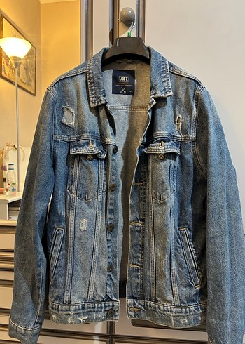 Erkek Vintage Mavi Baskılı Denim Ceket - Görsel 2