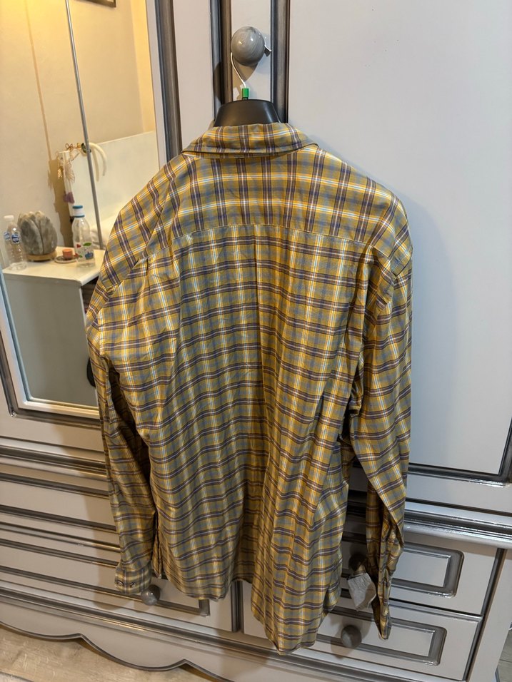 Gri Ekose Desenli Erkek Keten Gömlek - Görsel 4