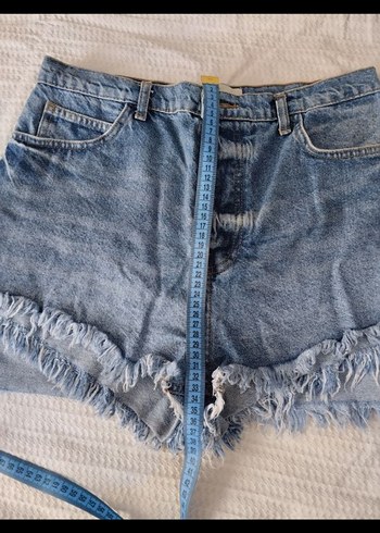 Kadın Mavi Mini Denim Şort - Görsel 4