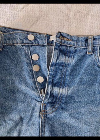 Kadın Mavi Mini Denim Şort - Görsel 7