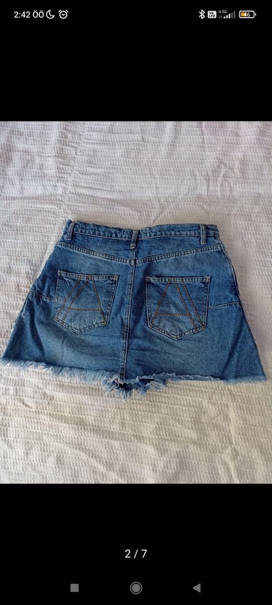 Kadın Mavi Mini Denim Şort - Görsel 2
