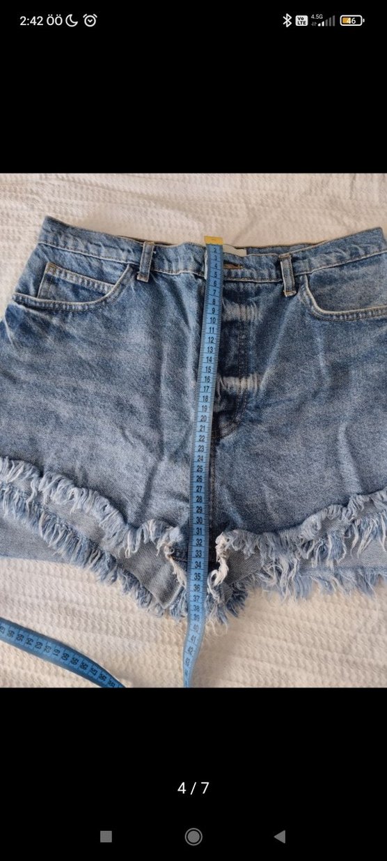 Kadın Mavi Mini Denim Şort - Görsel 4