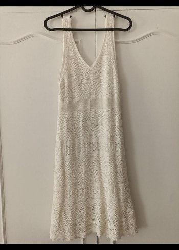 Askılı Ajur Desenli Triko Elbise - Görsel 2