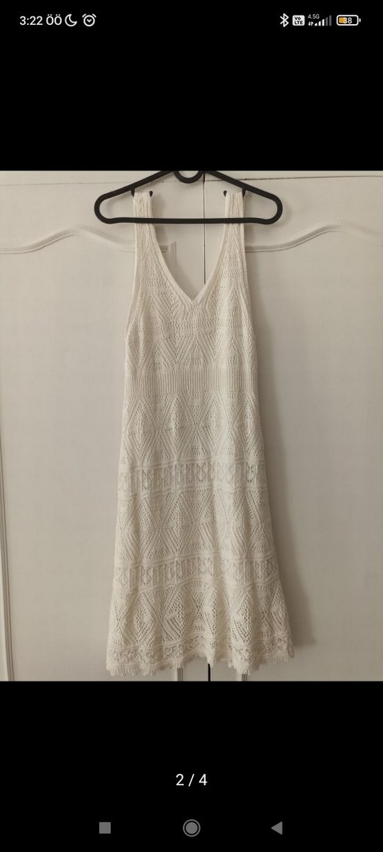 Askılı Ajur Desenli Triko Elbise - Görsel 2