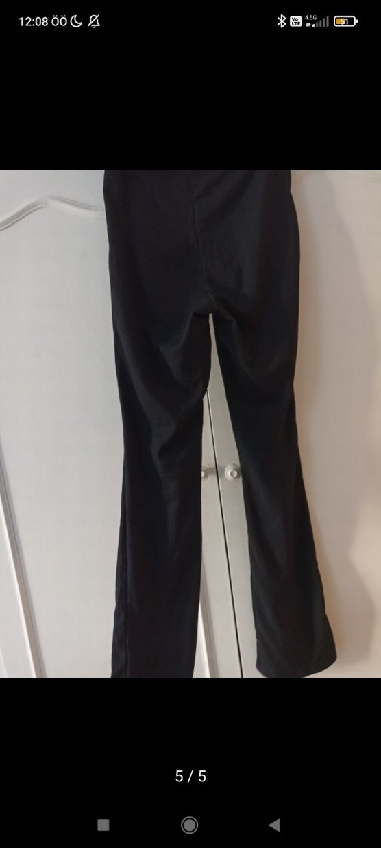 Siyah Kadın Yırtmaçlı Kumaş Pantolon - Görsel 5