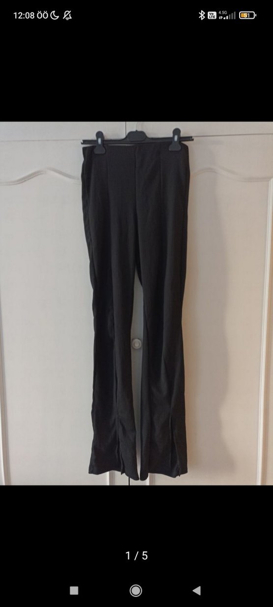 Siyah Kadın Yırtmaçlı Kumaş Pantolon - Görsel 3