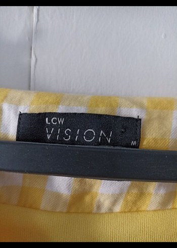 LC Waikiki sarı ekoseli Midi Elbise, V Yaka - Görsel 4