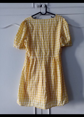 LC Waikiki sarı ekoseli Midi Elbise, V Yaka - Görsel 3