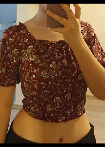 y2k vintage Çiçekli crop - Görsel 4