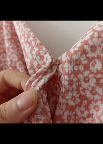 DeFacto Pembe V Yaka Askılı Midi Elbise - Görsel 3