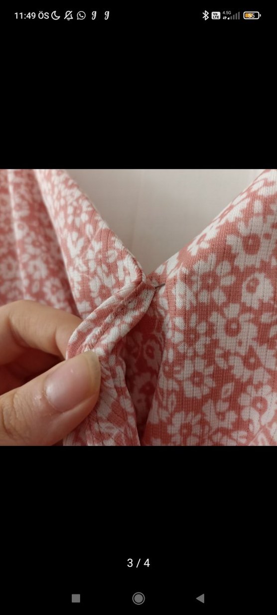 DeFacto Pembe V Yaka Askılı Midi Elbise - Görsel 3