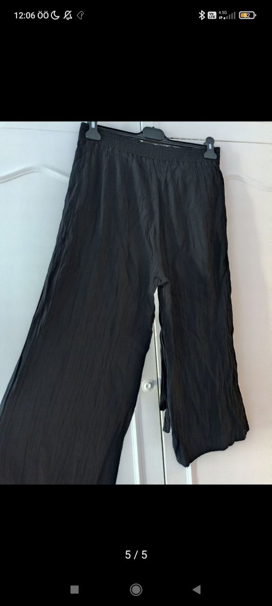 oxxo Siyah Salaş Keten Kadın Pantolon - Görsel 5