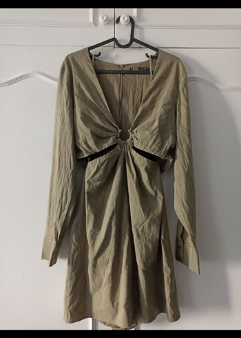 Zara Keten Uzun Kollu Elbise - Görsel 3