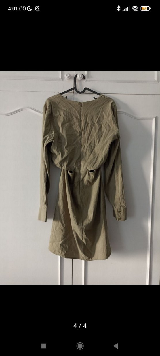 Zara Keten Uzun Kollu Elbise - Görsel 4