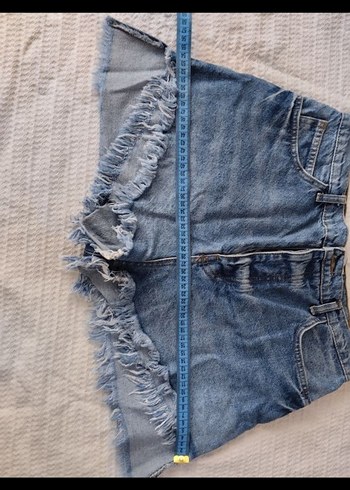 Kadın Mavi Denim Mini Şort önü şort, arkası etek - Görsel 5