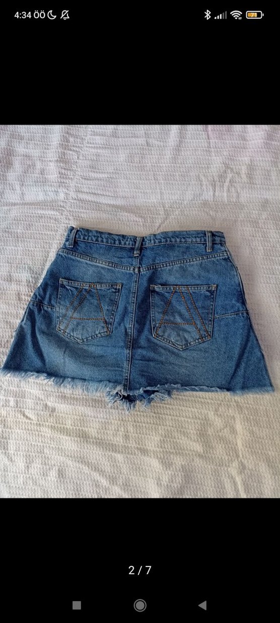 Kadın Mavi Denim Mini Şort önü şort, arkası etek - Görsel 2