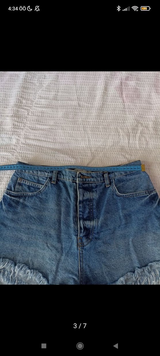 Kadın Mavi Denim Mini Şort önü şort, arkası etek - Görsel 3