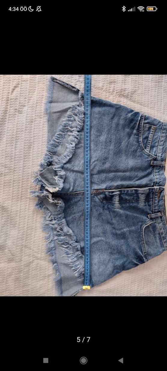 Kadın Mavi Denim Mini Şort önü şort, arkası etek - Görsel 5