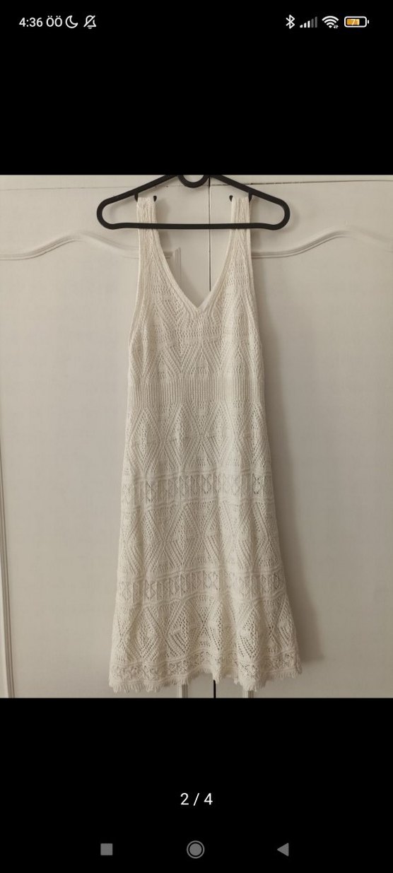 Askılı Ajur Desenli Triko Elbise - Görsel 2