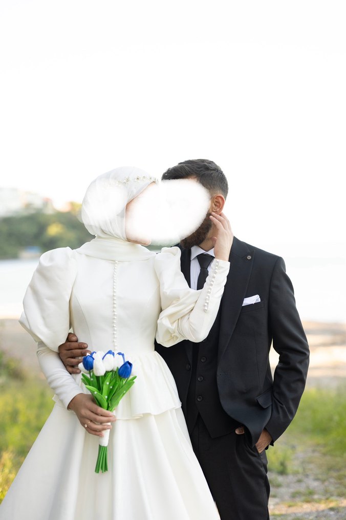 Uzun Kollu Midi Beyaz Söz/ Nişan  Elbisesi - Görsel 2