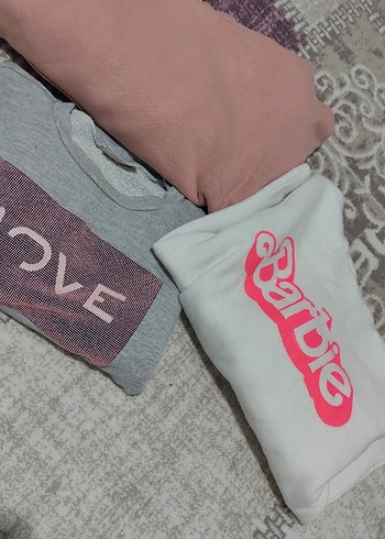 Gri Baskılı Uzun Kollu Kız Sweatshirt - Görsel 2