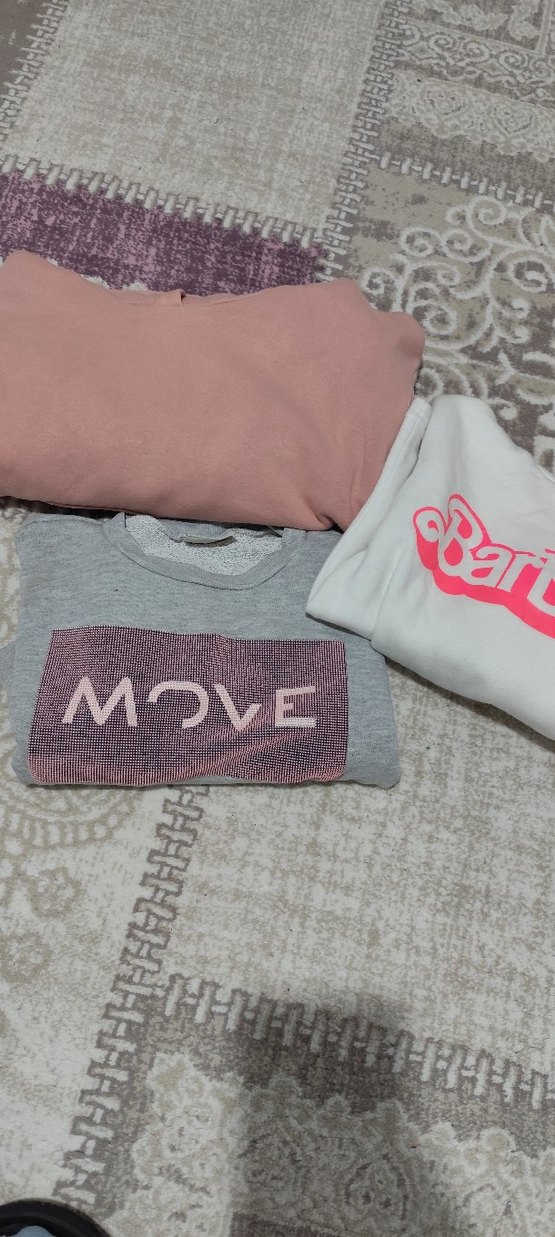 Gri Baskılı Uzun Kollu Kız Sweatshirt - Görsel 4