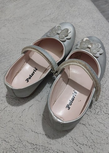 Kız Çocuk Gri Çiçekli Tokalı Babet - Görsel 2