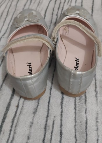 Kız Çocuk Gri Çiçekli Tokalı Babet - Görsel 4