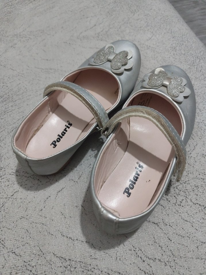 Kız Çocuk Gri Çiçekli Tokalı Babet - Görsel 2