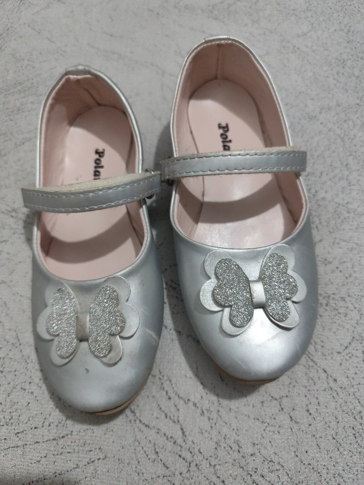 Kız Çocuk Gri Çiçekli Tokalı Babet - Görsel 3