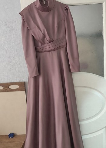 Kadın Uzun Bej Drapeli Elbise 42 beden - Görsel 2