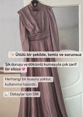 Kadın Uzun Bej Drapeli Elbise 42 beden - Görsel 3