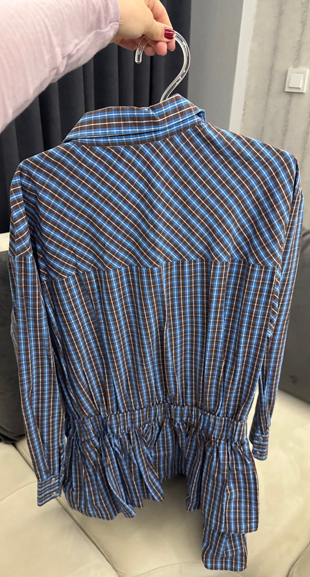 Zara Yeni Sezon Mavi Ekose Gömlek Elbise — görsel 9/10