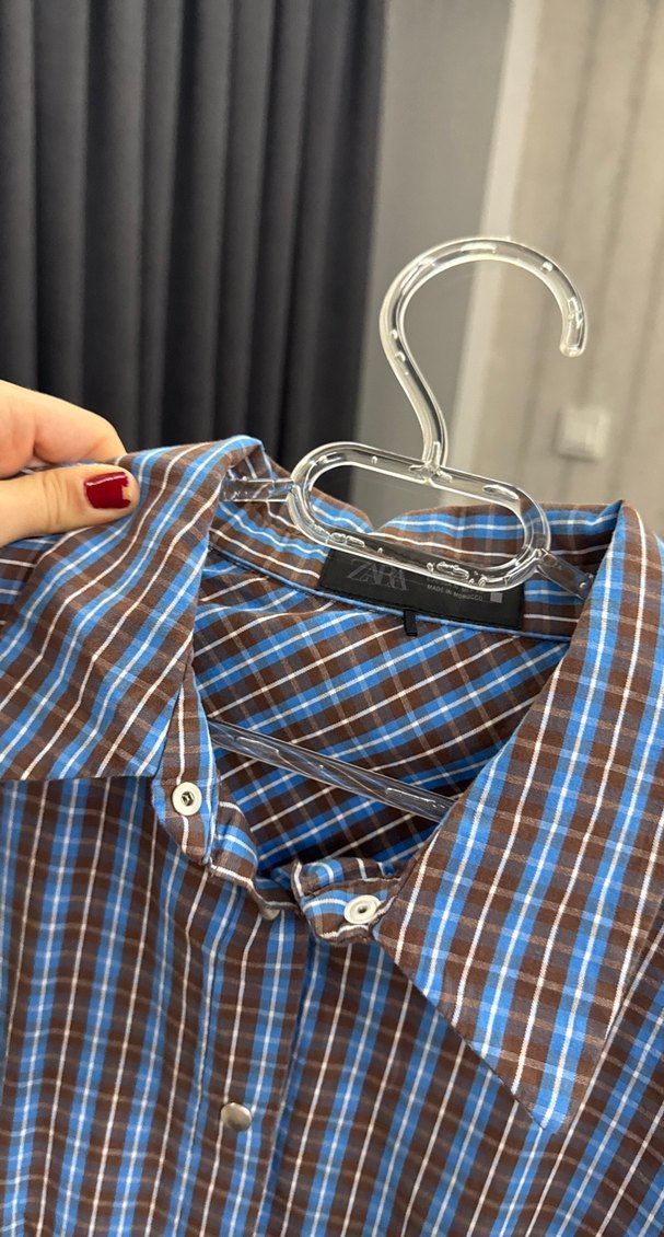Zara Yeni Sezon Mavi Ekose Gömlek Elbise — görsel 6/10